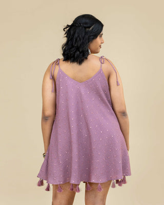 TIME TO DISCO mirrorwork tassel mini dress