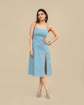 NEELI Bandhani High-Slit Midi Dress