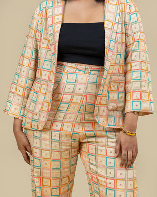 RANGEELA geometric sequin blazer