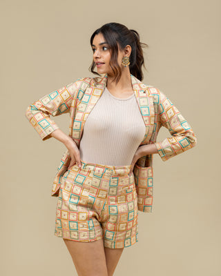 RANGEELA geometric sequin shorts