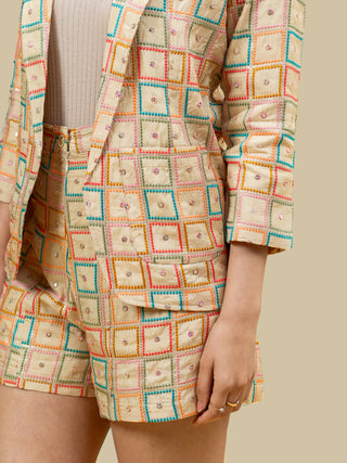 RANGEELA geometric sequin shorts