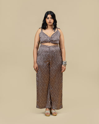 PHOOL floral silky twisted crop top