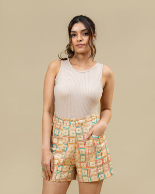 RANGEELA geometric sequin shorts