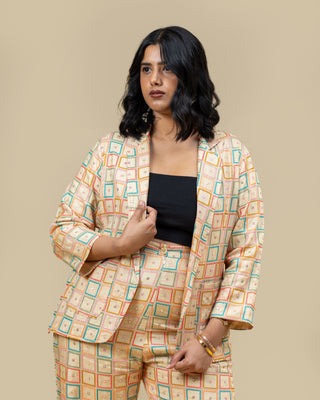 RANGEELA geometric sequin blazer
