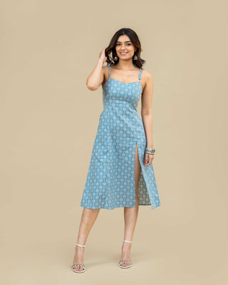 NEELI Bandhani High-Slit Midi Dress