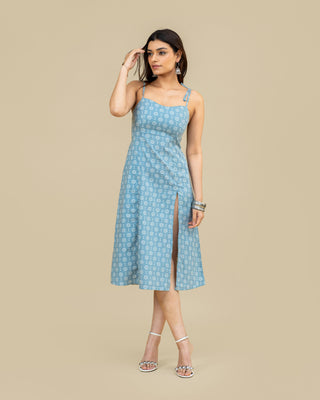 NEELI Bandhani High-Slit Midi Dress