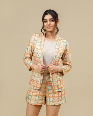 RANGEELA geometric sequin blazer