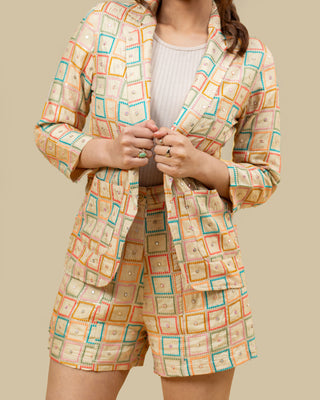 RANGEELA geometric sequin blazer